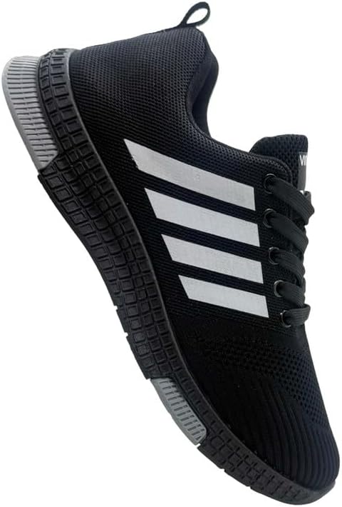 209101-2291010204-42 Vinitto Men’s Mesh Sneakers – Lightweight Breathable Lace-Up Athletic Running Shoes Size 42 - Black & White